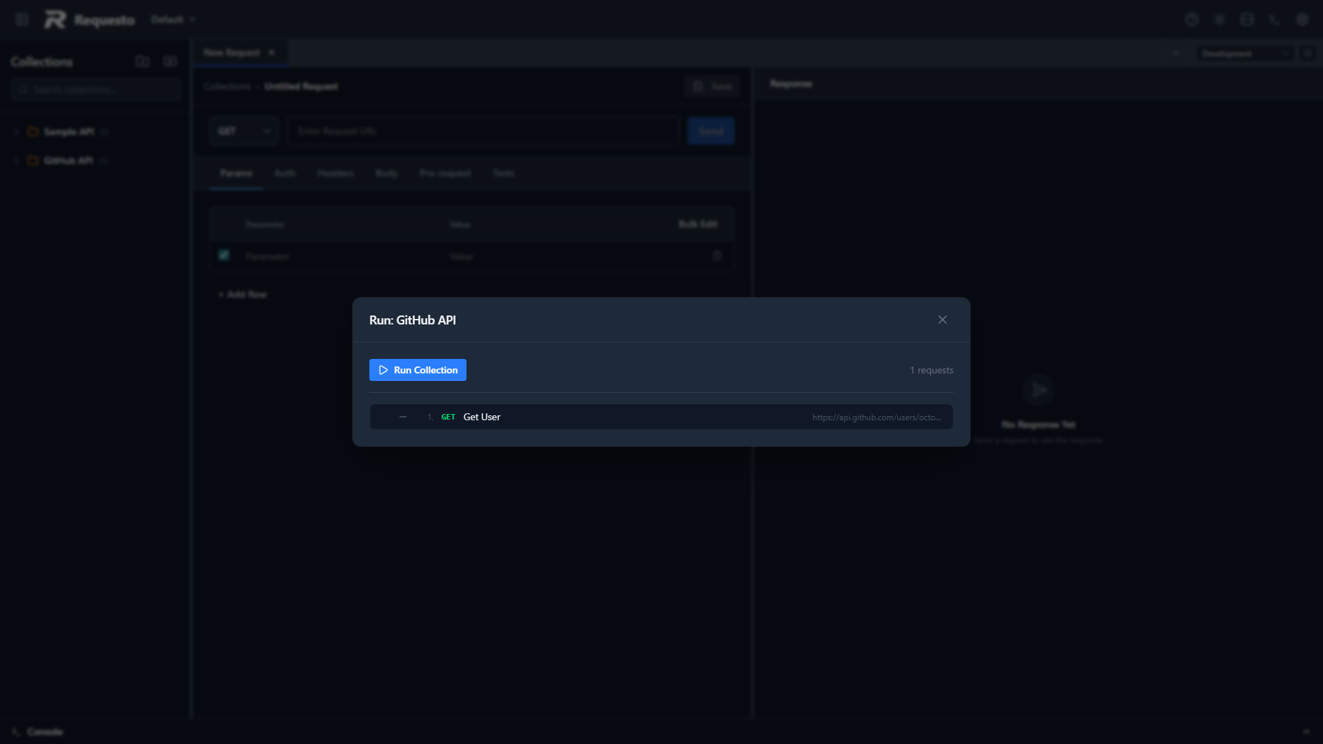 Collection runner dialog