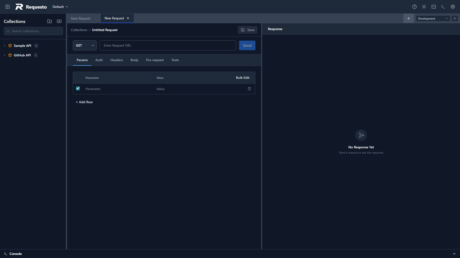 Blank request tab