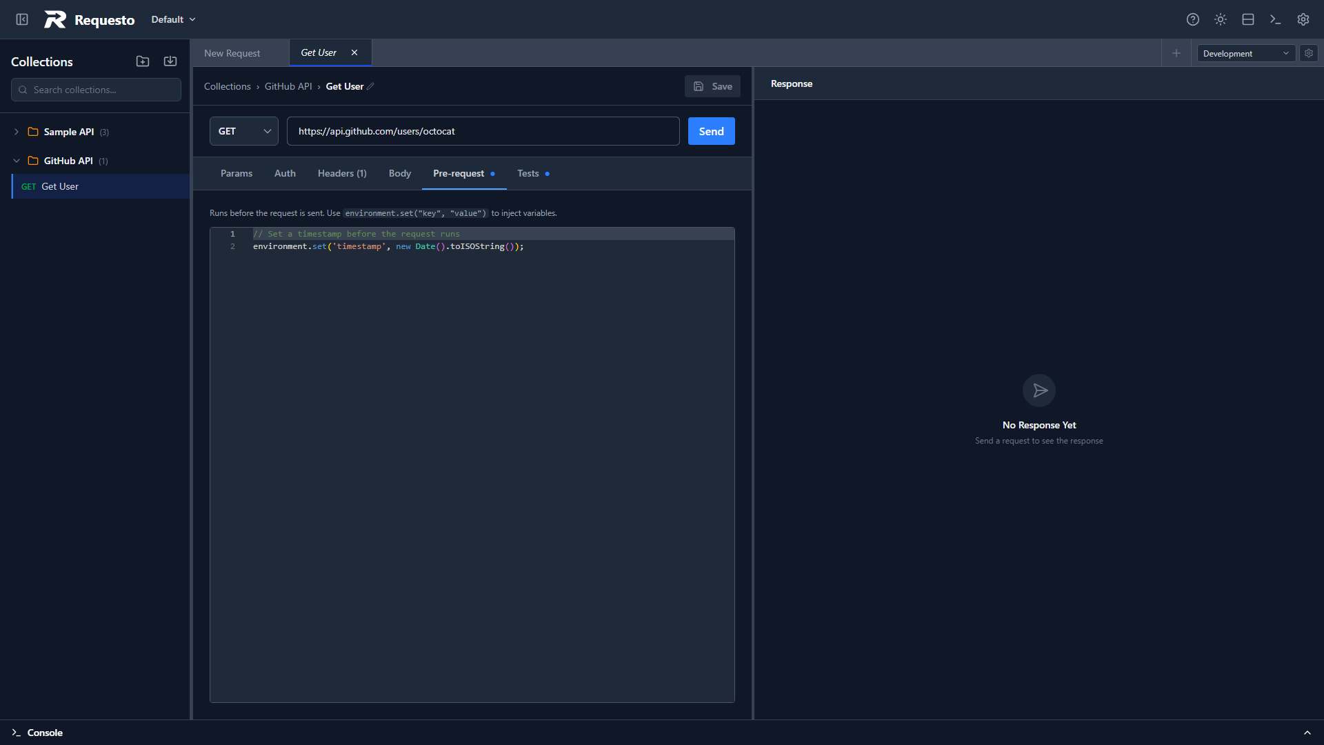Pre-request script editor