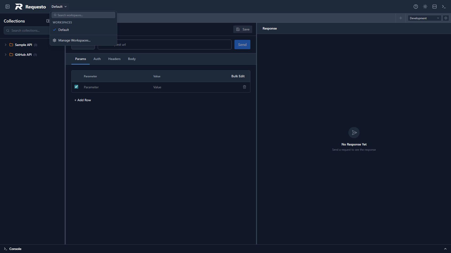 Workspace switcher dropdown