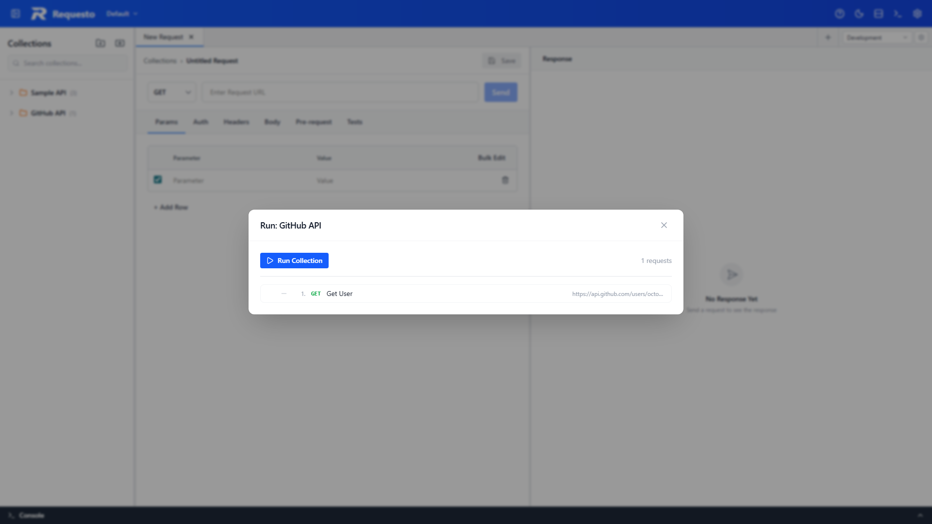 Collection runner dialog