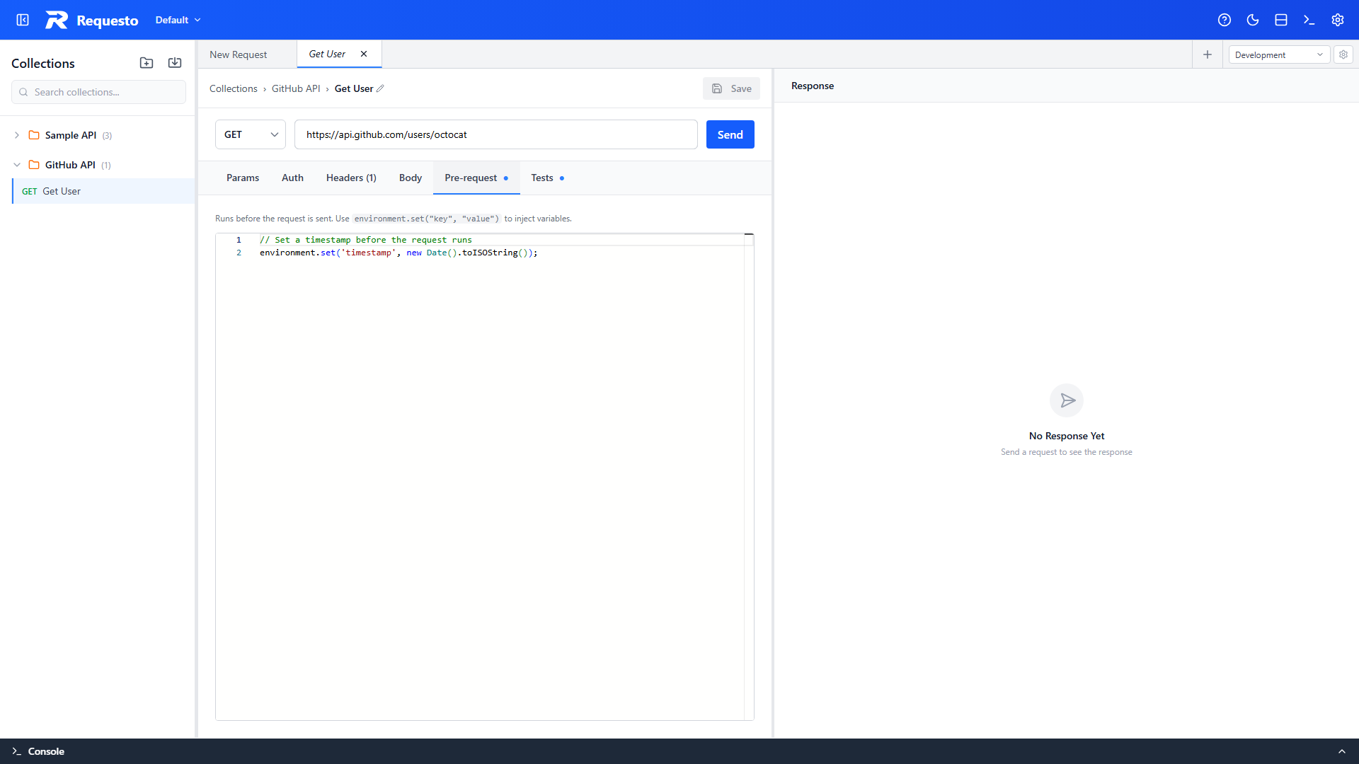 Pre-request script editor