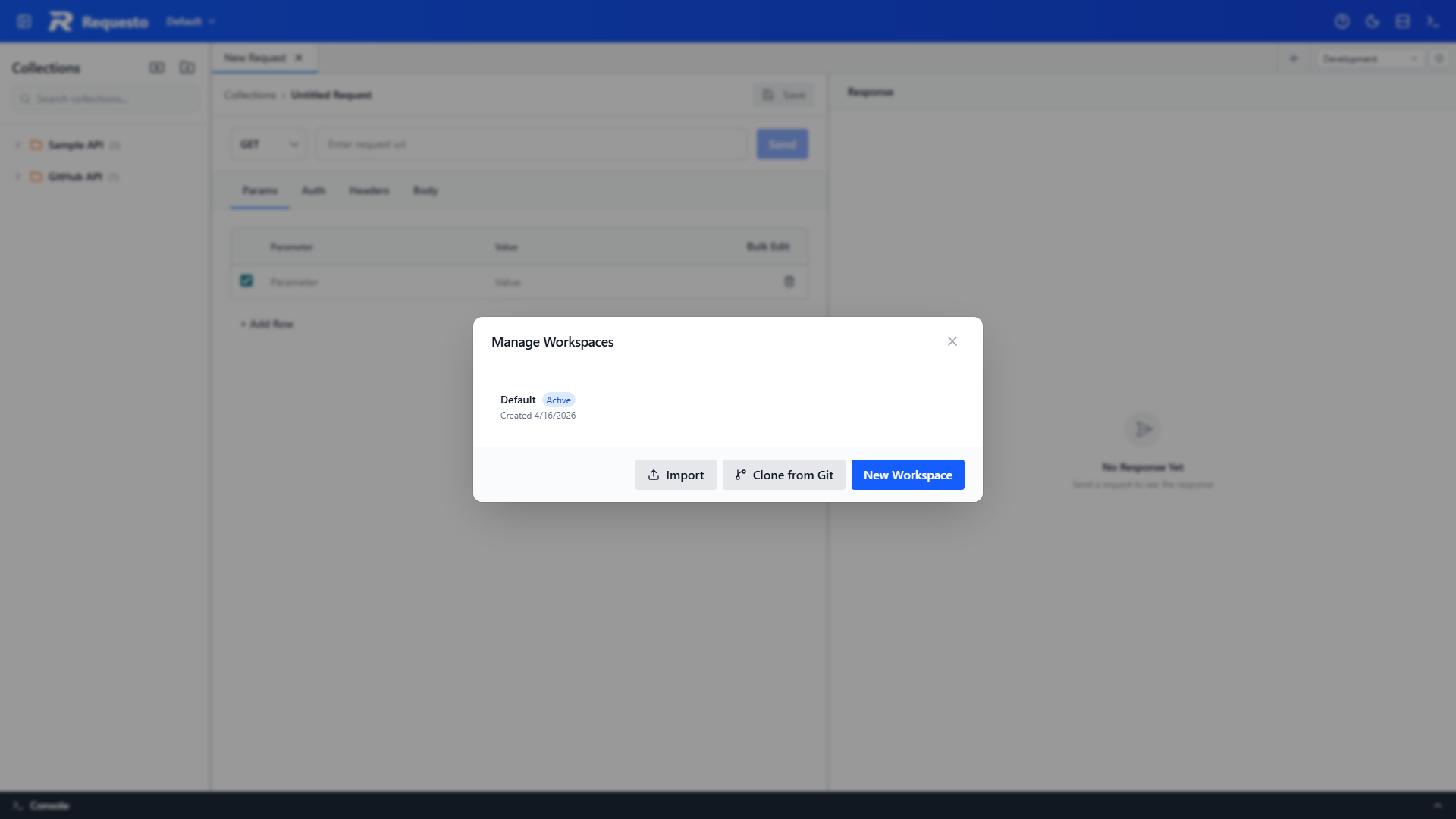 Workspace manager dialog
