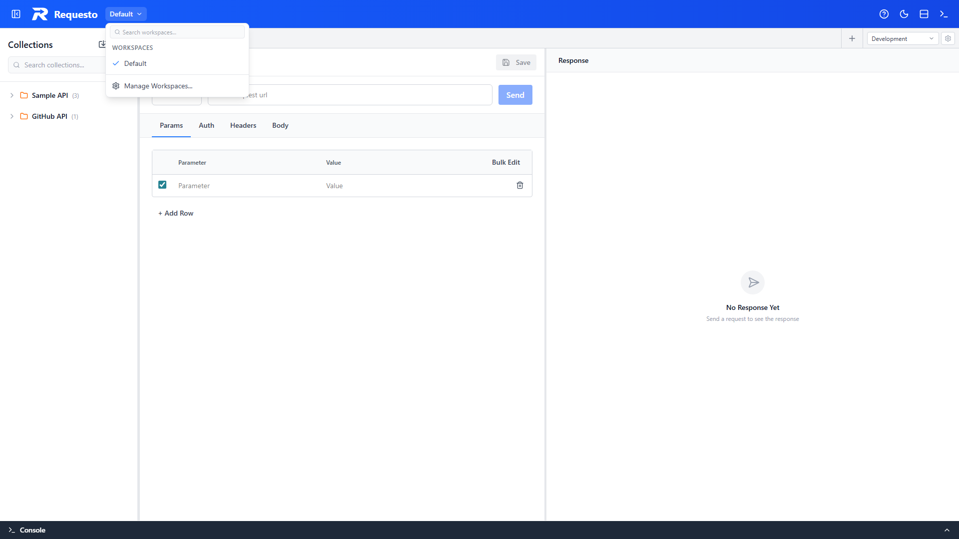 Workspace switcher dropdown